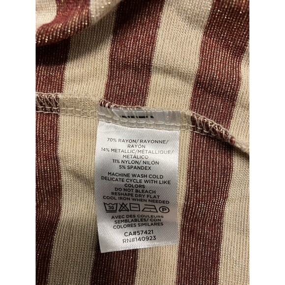 Loft Juniors Turtleneck Top Stripes Brown with Sparkle Thread Size Small - Picture 3 of 8